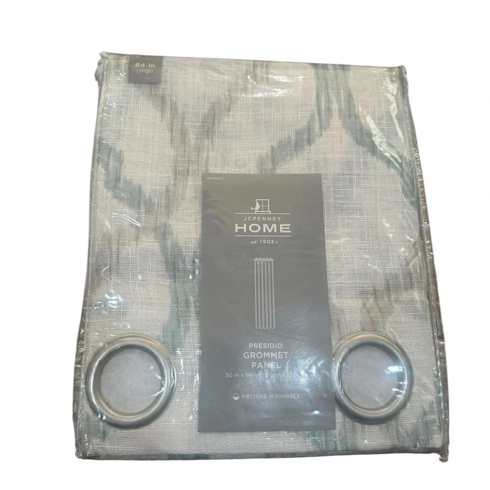 JCPenney Home Presidio Grommet Panel in sea / multi sheer 84